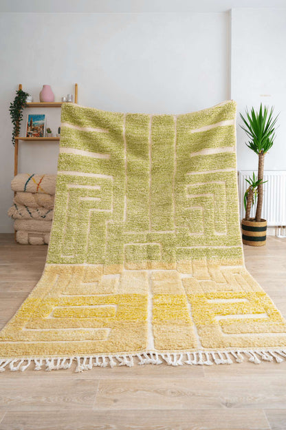 Tapis Beni Ouarain vert, jaune - 263 x 163cm / B103