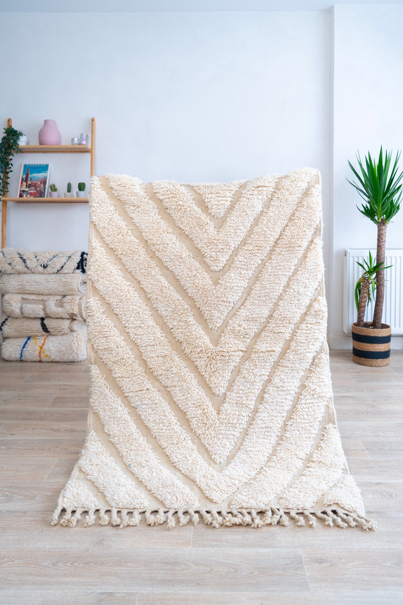 Tapis Beni Ouarain blanc- 170 x 106cm / B109