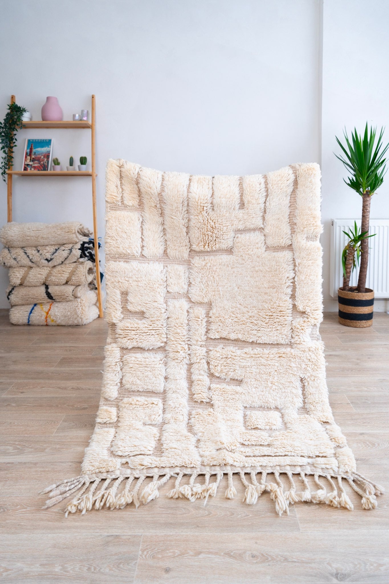 Tapis Beni Ouarain blanc- 175x 102cm / B110