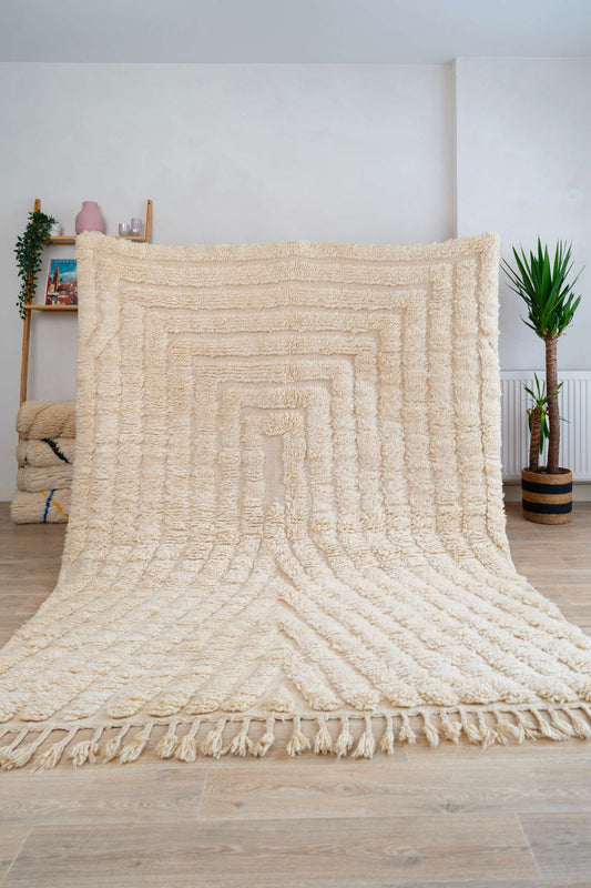 Tapis Beni Ouarain Blanc crème- 263 x 183cm / B114