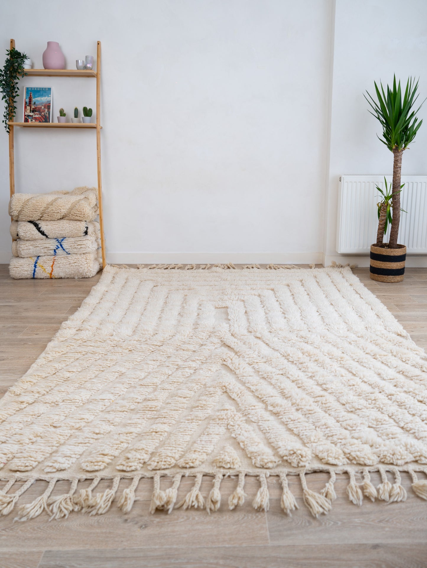 Tapis Beni Ouarain Blanc crème- 263 x 183cm / B114