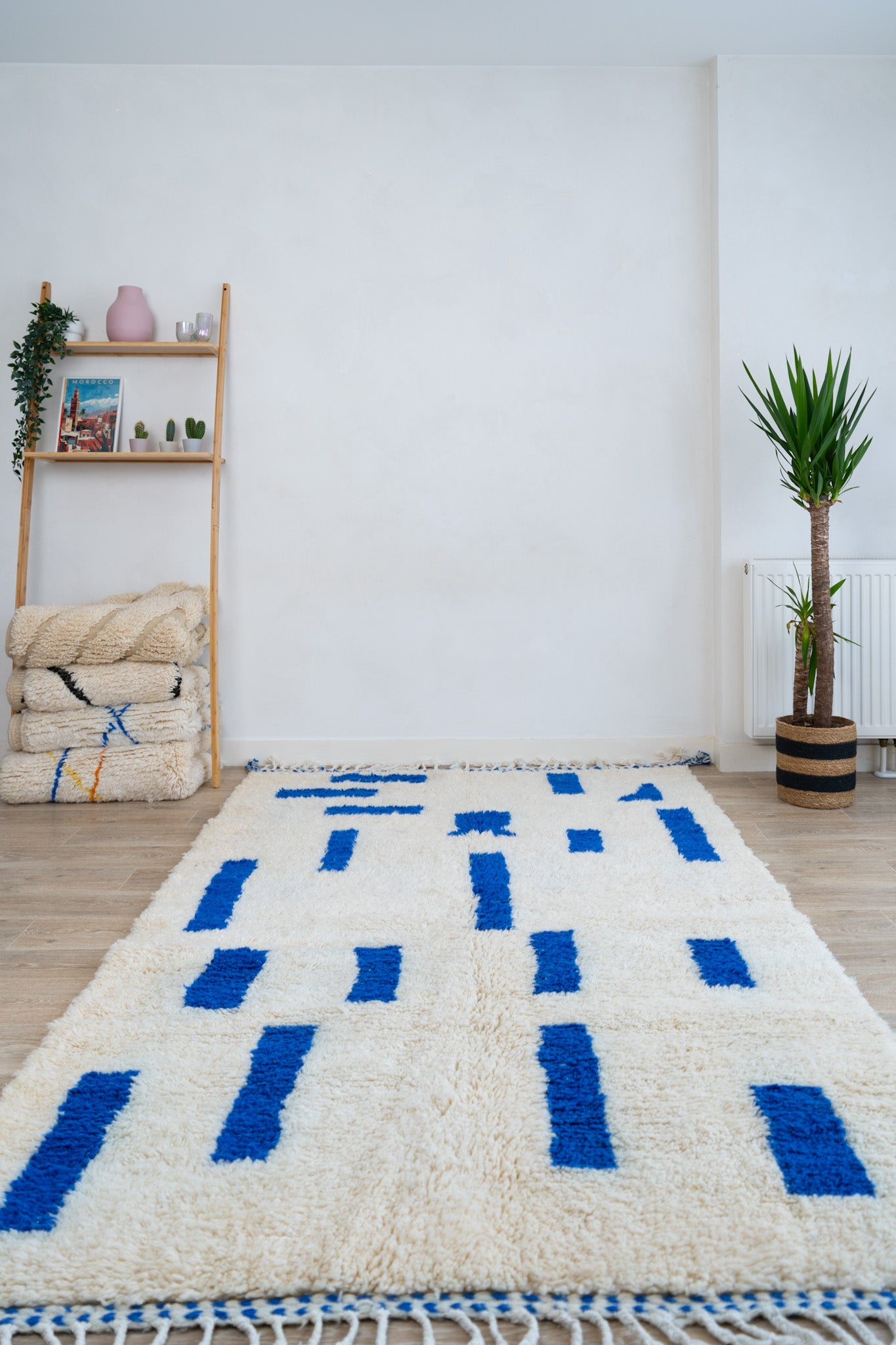 Tapis berbère Blanc et Bleu Majorelle - SM109