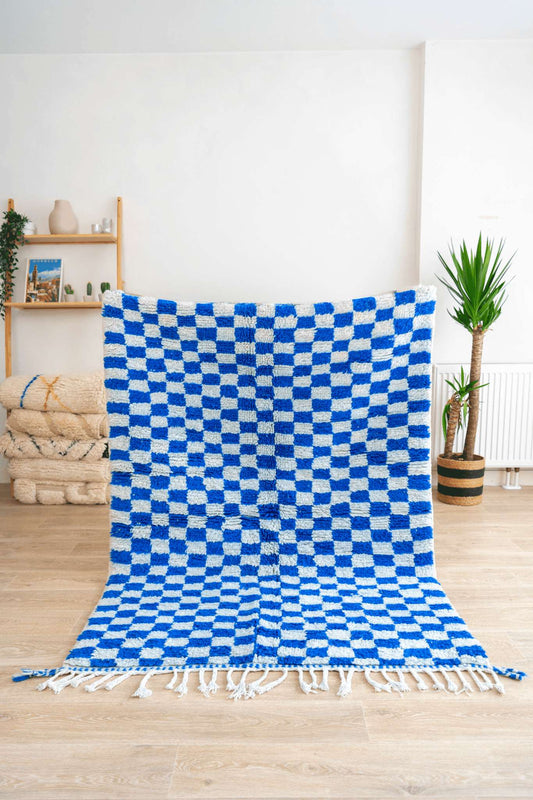 Tapis berbère damier Bleue Majorelle - SM103