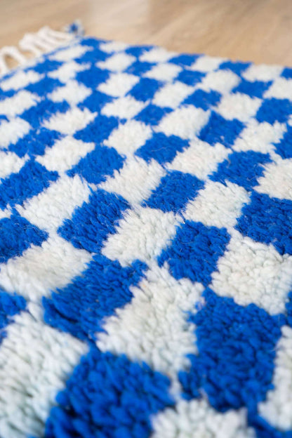 Tapis berbère damier Bleue Majorelle - SM103