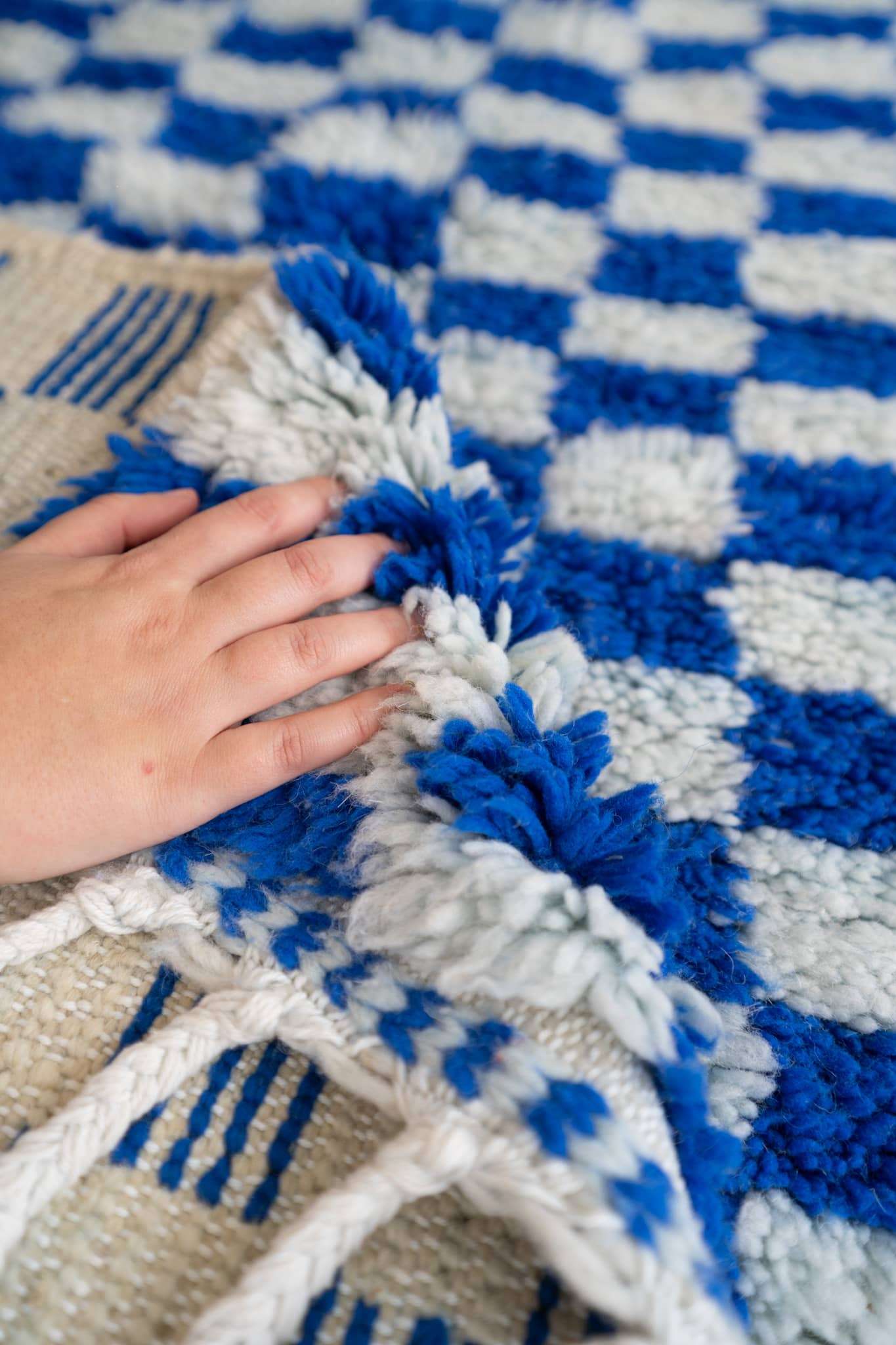 Tapis berbère damier Bleue Majorelle - SM103